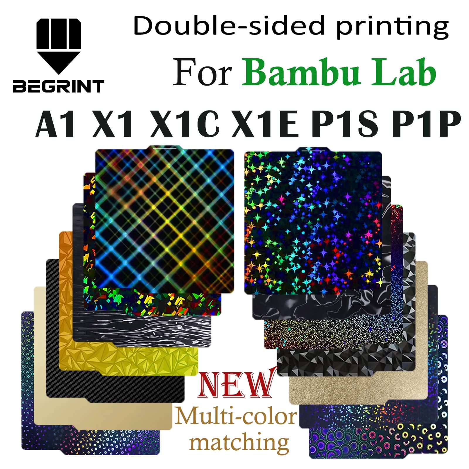 Plaque de construction en acier à ressort lisse pour imprimante 3D Bambu Lab A1 P1P P1S X1C X2D P2S, compatible avec le lit de fabrication en plaque de carbone Bambu X1