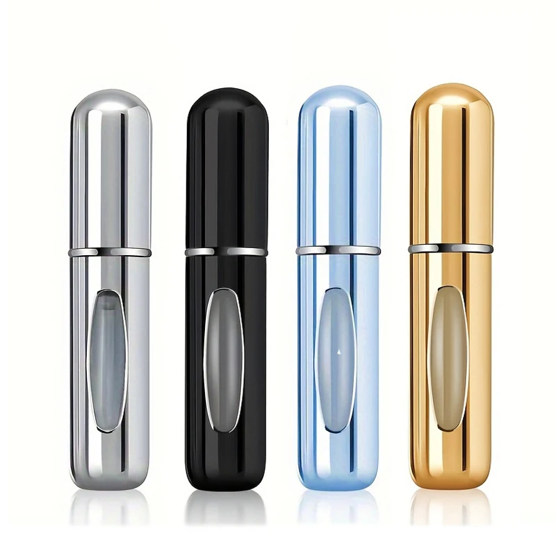 Atomiseur de parfum Portable de 5ml, récipient liquide pour cosmétiques de voyage, Mini vaporisateur en aluminium, bouteille vide rechargeable, 1/4 pièces
